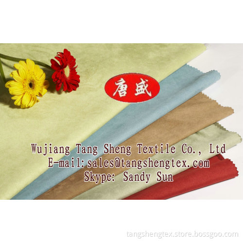 Recycled polyester suede fabric shoes materials 75D*105D suede fabric
